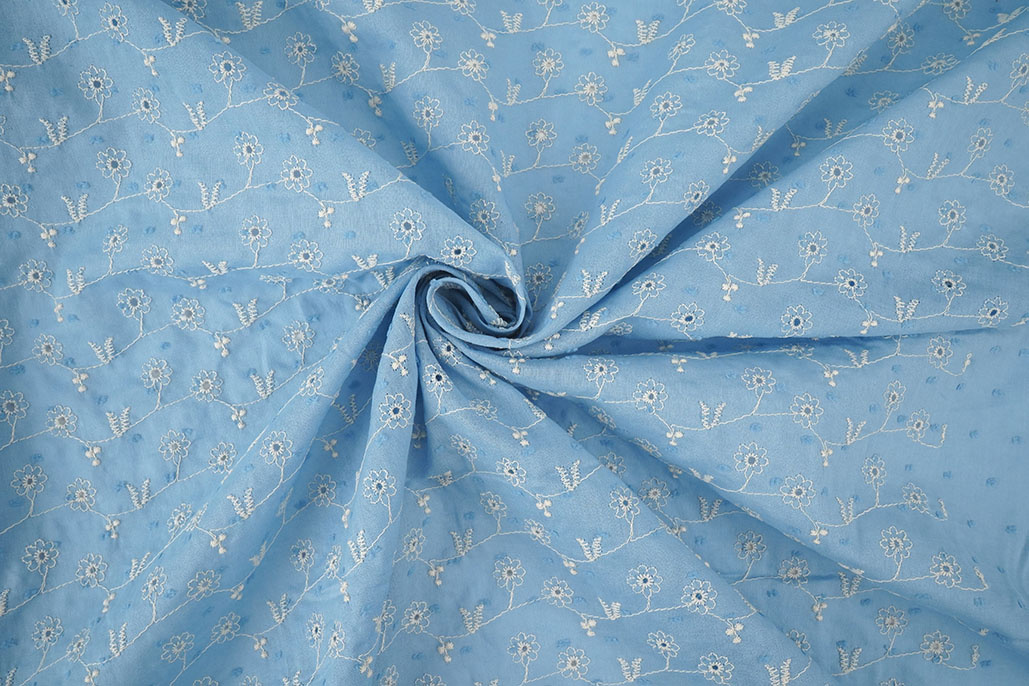 Broderie Katoen Zara Blauw