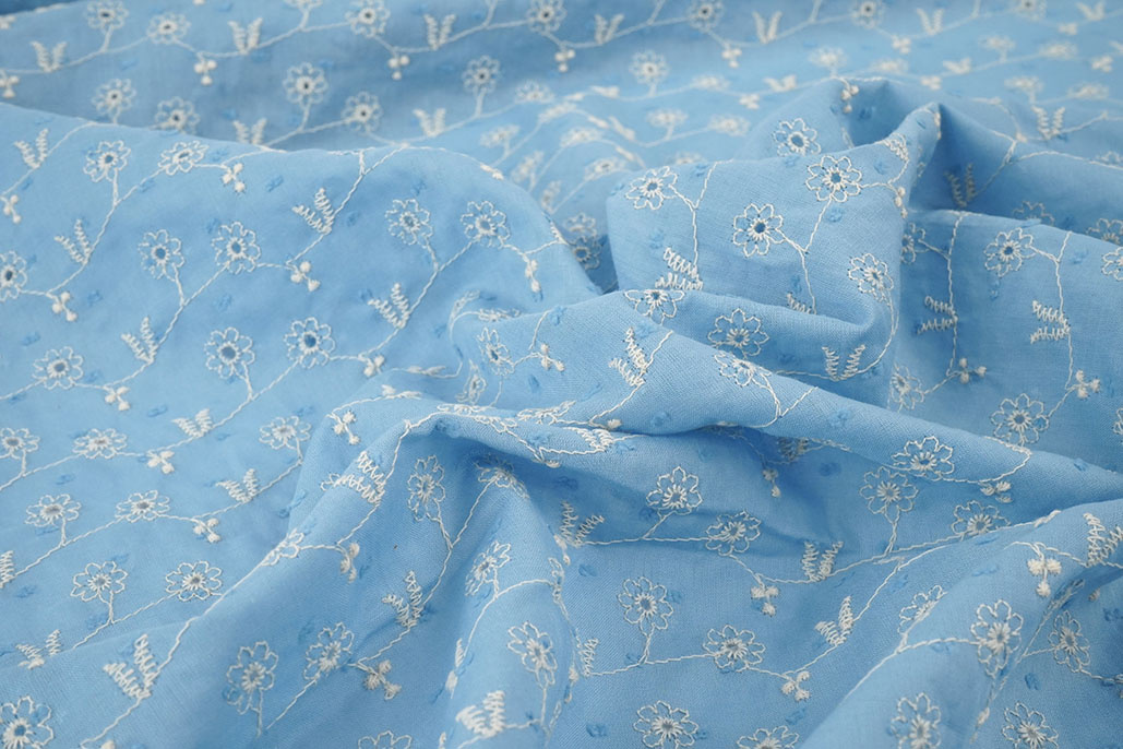 Broderie Katoen Zara Blauw