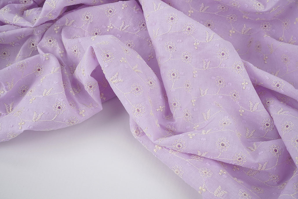 Stickerei Baumwolle Zara Flieder