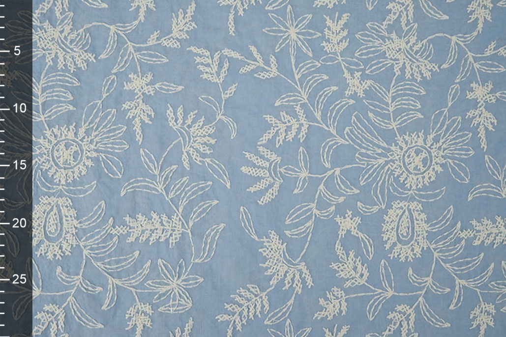 100% Baumwolle Stickerei Anna Blau
