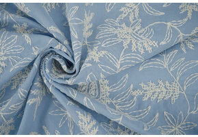 100% Katoen Geborduurd Anna Blauw