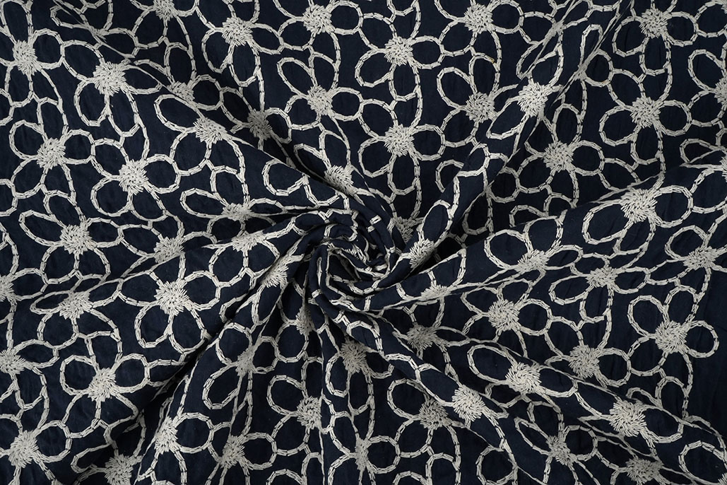 100% Cotton Embroidery Coco Navy