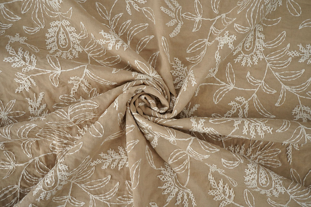 100% Baumwolle Stickerei Anna Beige
