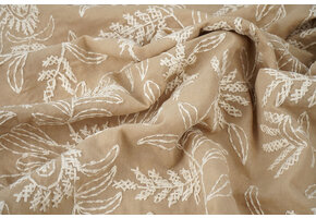 100% Katoen Geborduurd Anna Beige