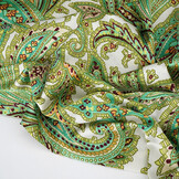 Stretch Satijn Bedrukt Paisley Groen