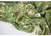 Stretch Satin Printed Paisley Green