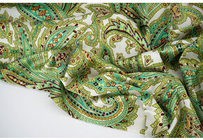 Stretch Satin Bedruckt Paisley Grün