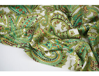 Stretch Satin Bedruckt Paisley Grün