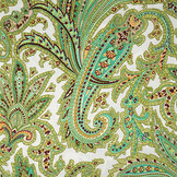 Stretch Satin Printed Paisley Green