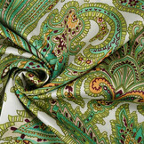 Stretch Satin Bedruckt Paisley Grün