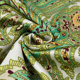 Stretch Satijn Bedrukt Paisley Groen