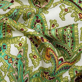 Stretch Satijn Bedrukt Paisley Groen