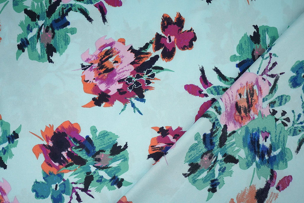 Stretch Satin Bedruckt Blumen Sophie