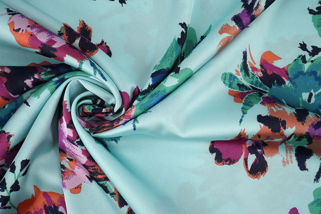 Stretch Satin Bedruckt Blumen Sophie