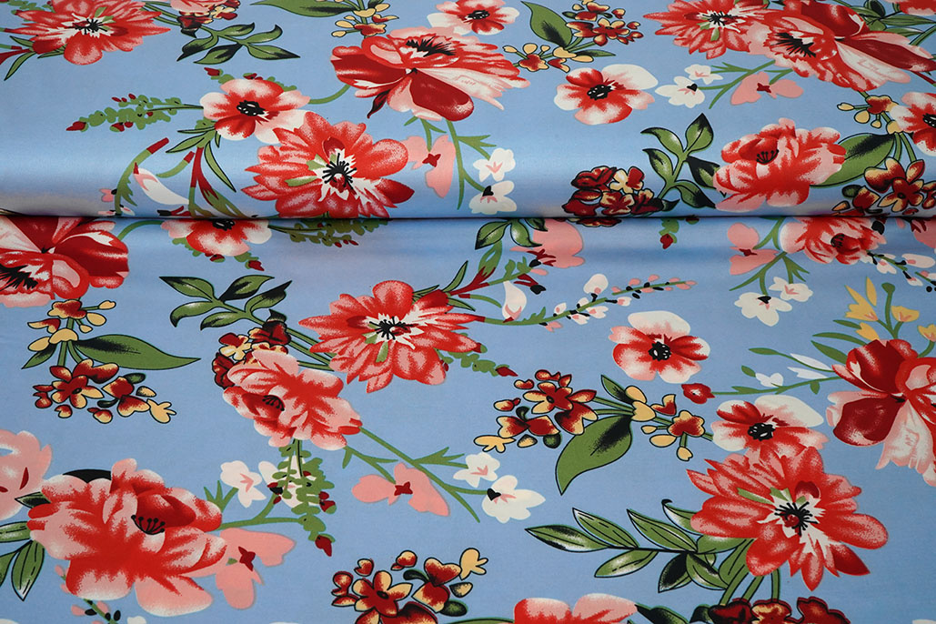 Stretch Satin Bedruckt Blumen Miriam