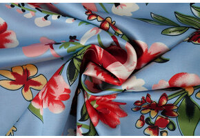 Stretch Satin Printed Flowers Miriam