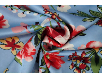 Stretch Satin Printed Flowers Miriam