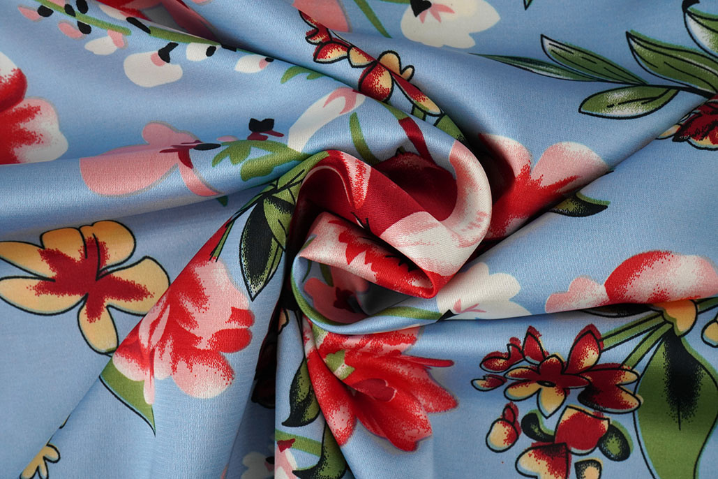 Stretch Satin Bedruckt Blumen Miriam