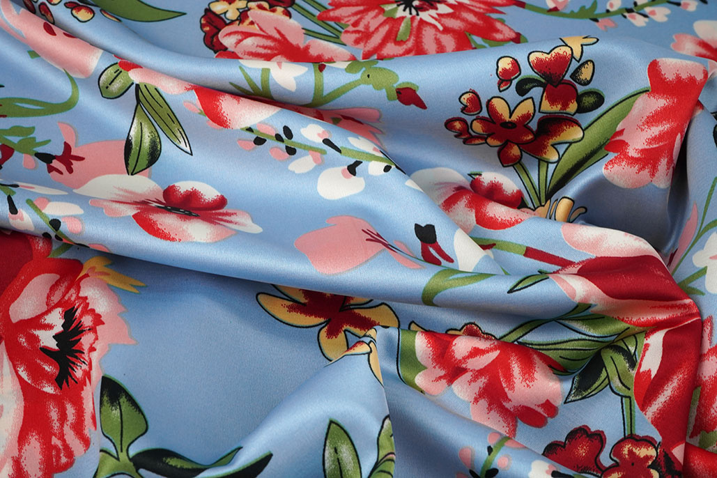 Stretch Satin Bedruckt Blumen Miriam