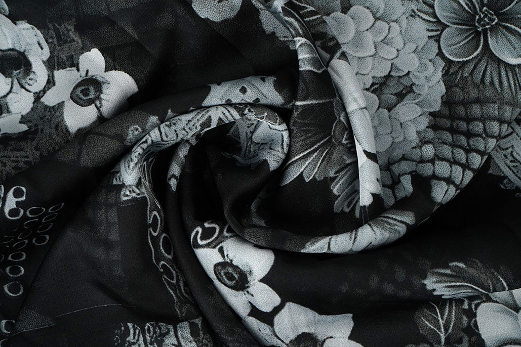 Stretch Satin Printed Flowers Satu