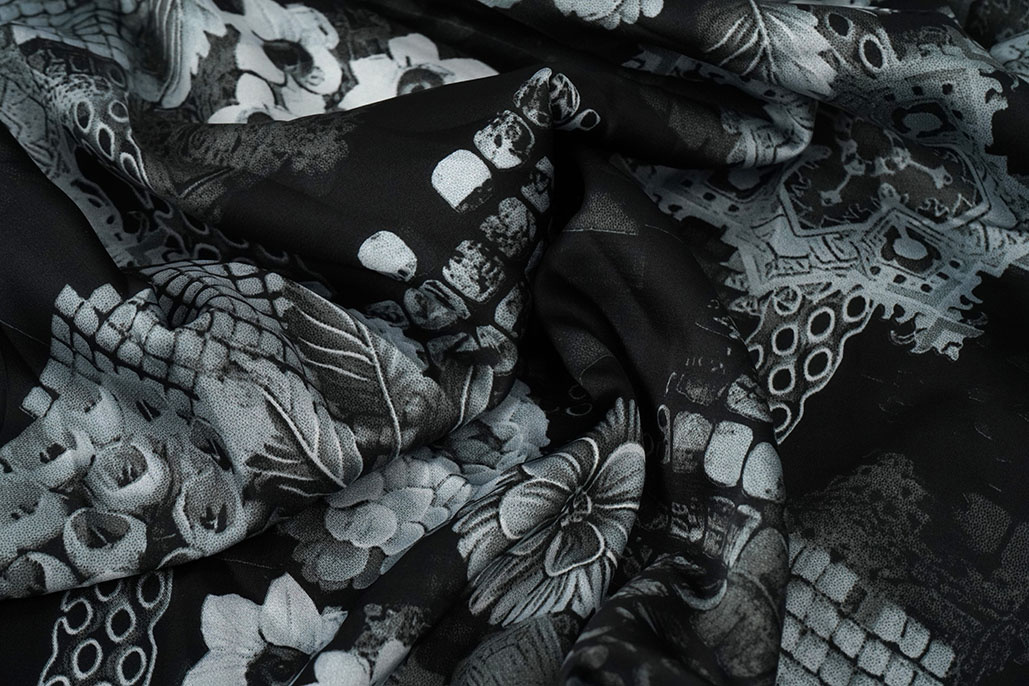 Stretch Satin Printed Flowers Satu