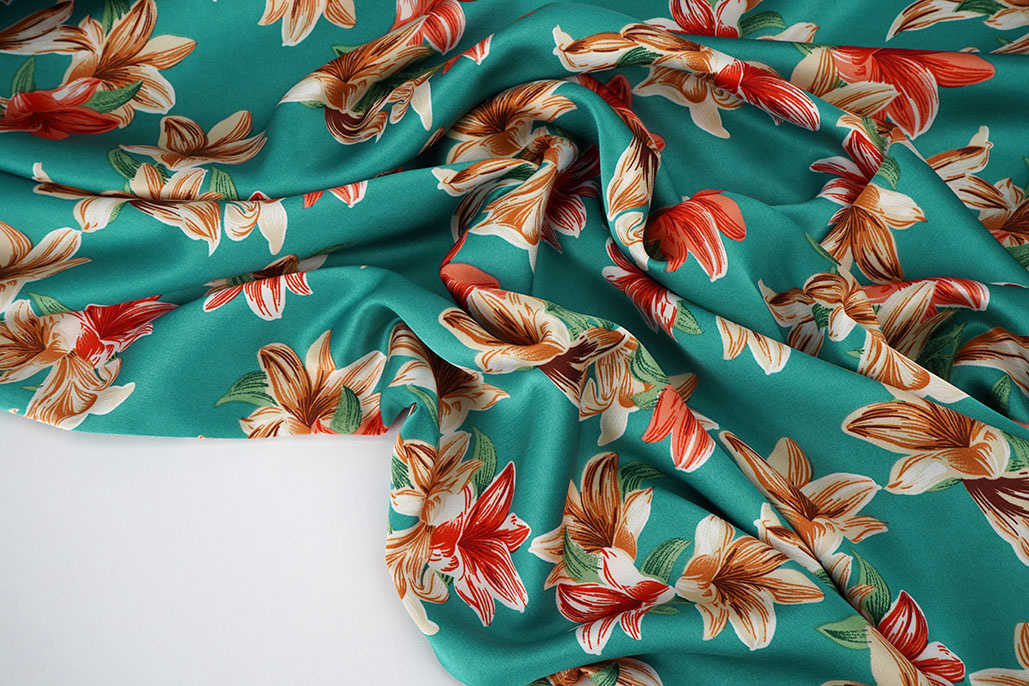 Stretch Satin Bedruckt Blumen Sarah