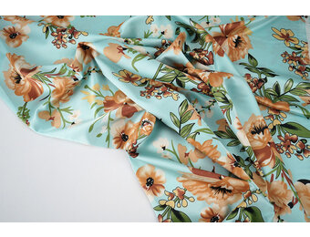 Stretch Satin Printed Flowers Emily
