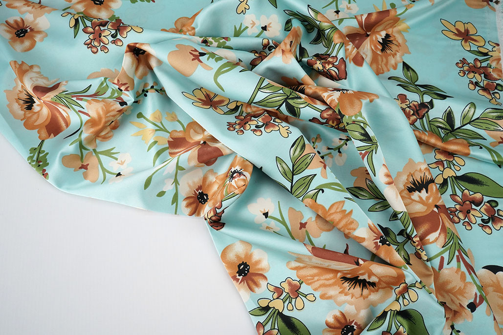 Stretch Satin Bedruckt Blumen Emily