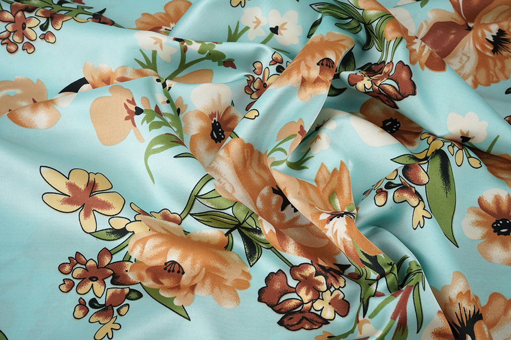 Stretch Satin Bedruckt Blumen Emily