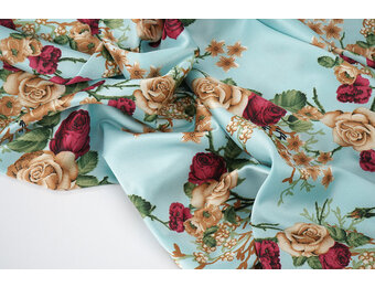 Stretch Satin Printed Flowers Ysabeau
