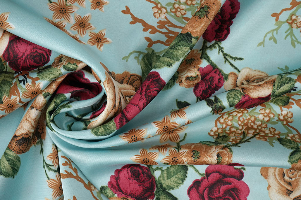 Stretch Satin Bedruckt Blumen Ysabeau