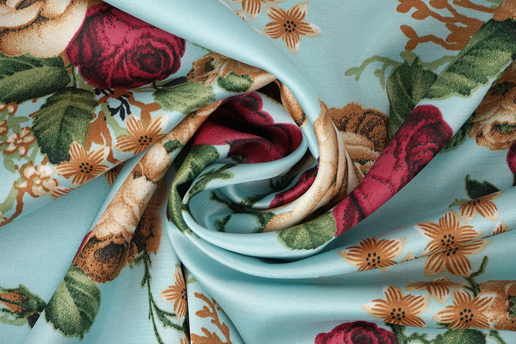 Stretch Satin Bedruckt Blumen Ysabeau