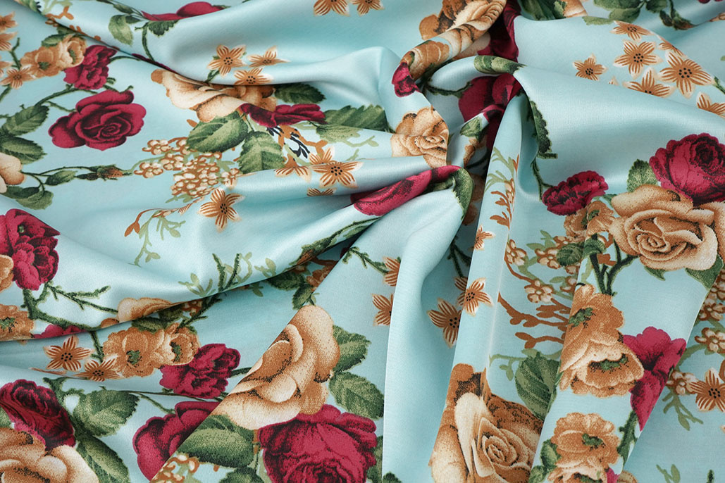 Stretch Satin Bedruckt Blumen Ysabeau
