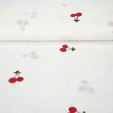 Baumwolle Bestickt Kirsche Regina  Creme