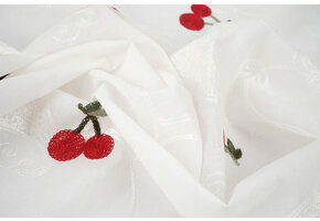 Katoen Geborduurd Kers Regina Creme