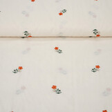 Cotton Embroidered Flower Fleur Natural