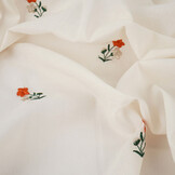 Cotton Embroidered Flower Fleur Natural