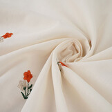 Katoen Geborduurd Bloem Fleur Naturel