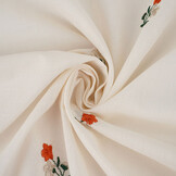 Cotton Embroidered Flower Fleur Natural
