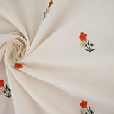 Cotton Embroidered Flower Fleur Natural
