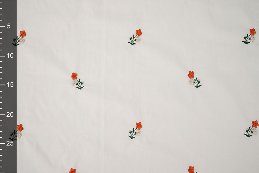 Katoen Geborduurd Bloem Fleur Naturel