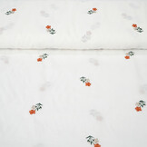 Katoen Geborduurd Bloem Fleur Creme