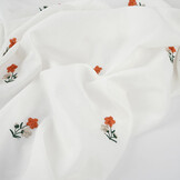 Baumwolle Bestickt Blume Fleur Creme