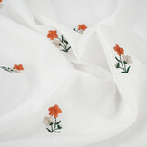 Baumwolle Bestickt Blume Fleur Creme