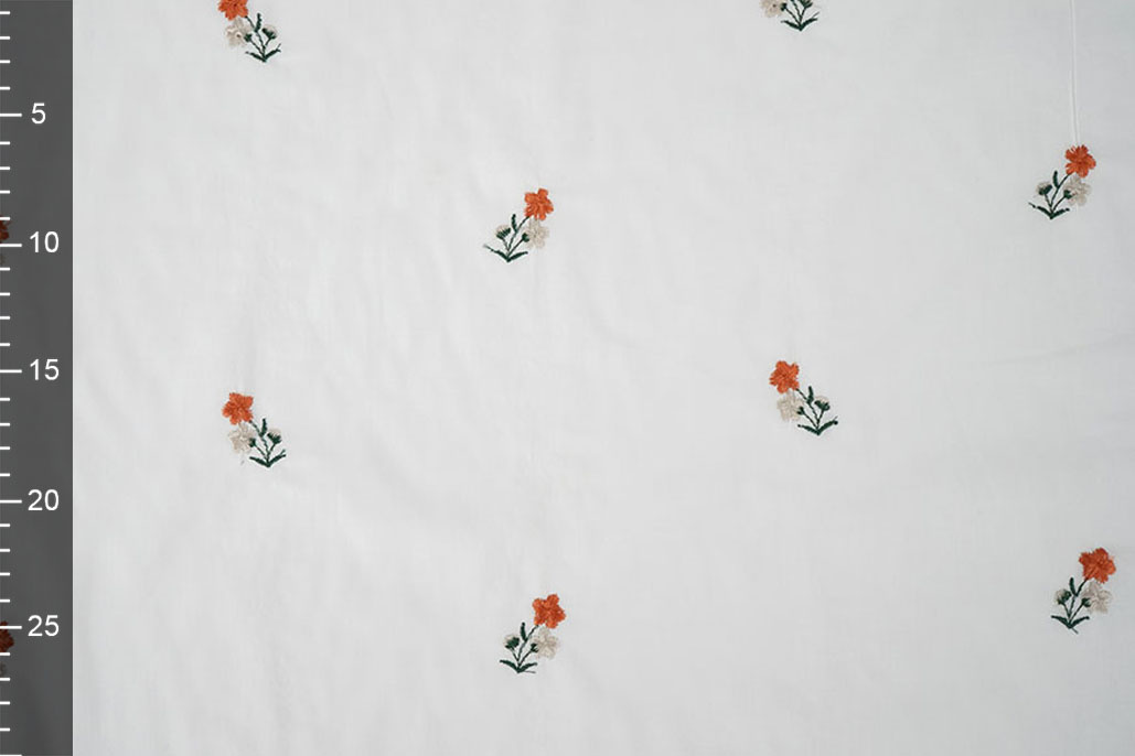 Cotton Embroidered Flower Fleur Creme