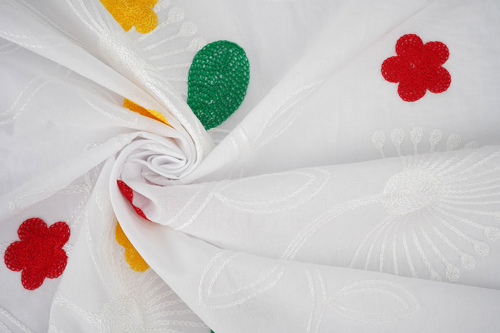 Cotton Embroidered Lin White