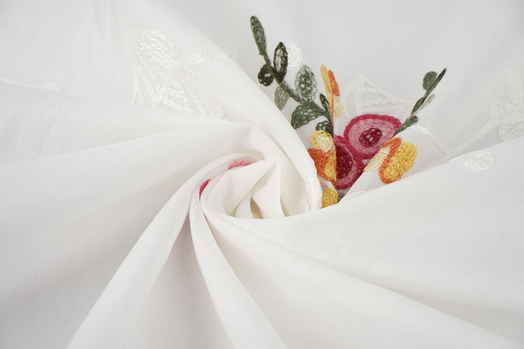 Baumwolle Bestickt Jolie Creme