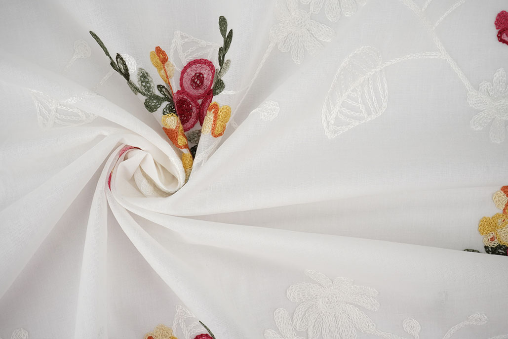 Baumwolle Bestickt Jolie Creme