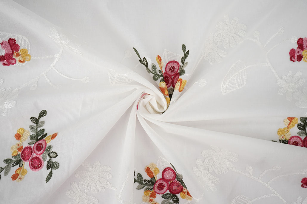 Baumwolle Bestickt Jolie Creme