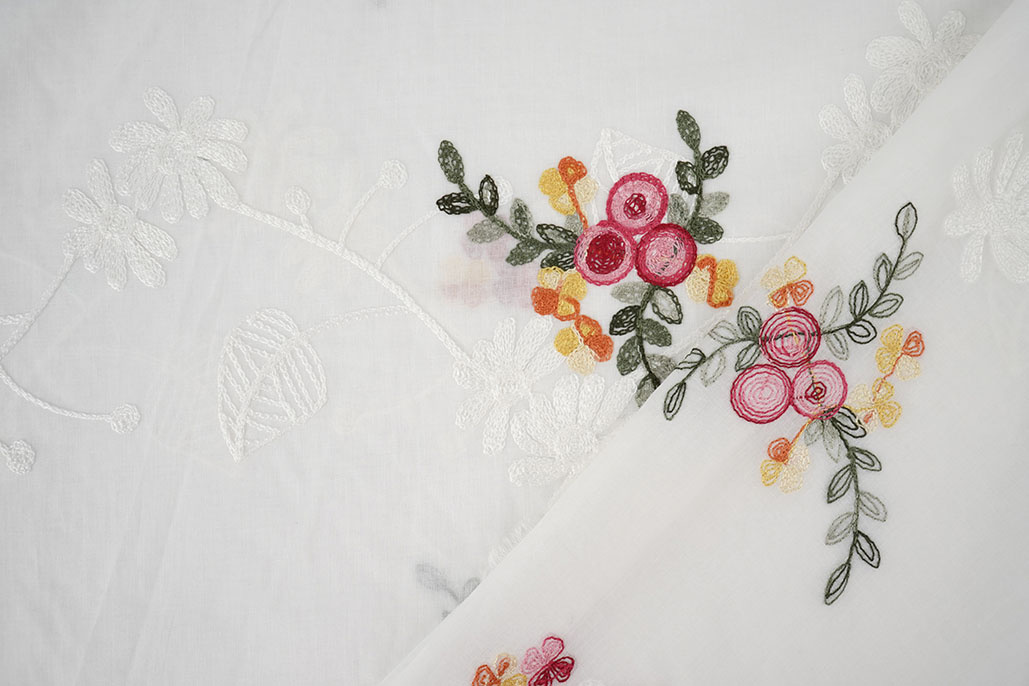 Baumwolle Bestickt Jolie Creme
